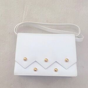 Vintage Paloma Picasso elegant White Shoulder Bag with Gold Accents
